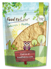 Food to Live Maca Amarilla en polvo dentro del envase, ideal para bebidas nutritivas.