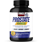 Force Factor Prostate Advanced cápsulas y botella, apoyo para reducir visitas nocturnas al baño.