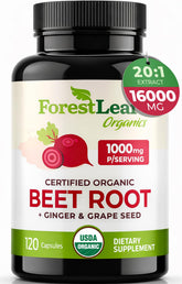 ForestLeaf remolacha orgánica 20:1 cápsulas, impulso diario de nutrientes.