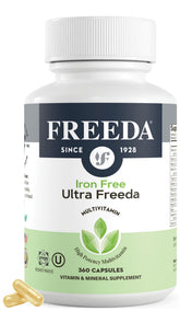 FREEDA multivitaminas de alta potencia en botella para apoyo nutricional diario.