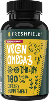 Freshfield Omega vegano en botella: suplemento diario de algas de alta pureza.
