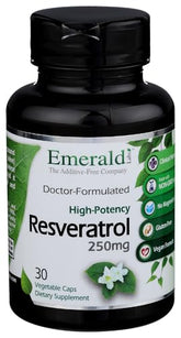 Fruitrients Emerald Labs Resveratrol: cápsulas vegetales para salud celular diaria.