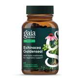 Gaia Herbs Echinacea Goldenseal, botella, apoyo al sistema inmune y salud respiratoria.