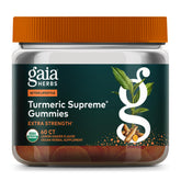 Gaia Herbs Turmeric Supreme Gummies: empaque compacto para uso diario y estilo de vida activo
