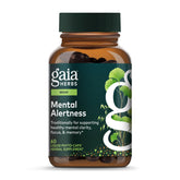 Gaia Herbs Mental Alertness: botella en primer plano para uso diario y enfoque suave.