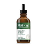 GAIA HERBS PRO amargos digestivos con curcuma, botella lista para uso diario después de las comidas.