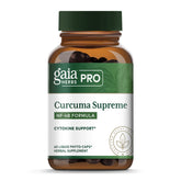 Gaia Herbs PRO Curcuma Supreme, frasco visible, posible apoyo inmune en la rutina diaria.