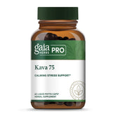 GAIA HERBS PRO Kava 75 en botella, promueve calma natural para el día a día.