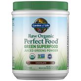 Garden of Life Alimento Perfecto Crudo Verde Chocolate, bote, aporta energía natural diaria.