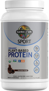 Proteína vegana orgánica Garden of Life en bote, textura suave para entrenamiento