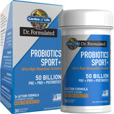 Garden of Life Sport Probiotics en botella con cápsulas para apoyo digestivo.