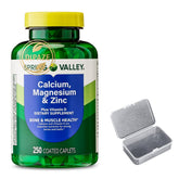 Generic-calcio-magnesio-zinc-d3 en botella con cápsulas recubiertas para huesos saludables