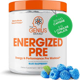 Genius Energized Preentrenamiento: envase azul arándano, energía sostenida para entrenamientos intensos