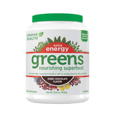 Genuine Health Greens + Extra Energy, bote de polvo para energía sostenida.