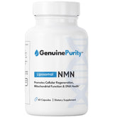 GenuinePurity NMN liposomal 250 mg en botella para energía diaria.