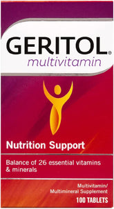 Geritol Complete: botella que sugiere apoyo energético diario.