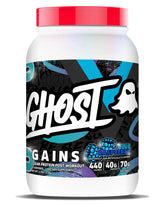 Botella Ghost Clear Gains con sabor frambuesa azul lista para recuperación posentrenamiento