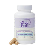 GLEEFULL SUPPS Meno Belly Flusher, botella visible, apoyo digestivo diario.