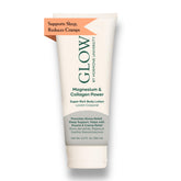 Glow Botanica Loción de Magnesio con Colágeno, botella para piel suave y relajación nocturna.