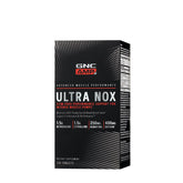 GNC AMP Ultra Nox, botella visible, soporte para resistencia sin estimulantes.