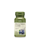 GNC Herbal Plus en botella con extracto de arándano y luteína para la salud visual.