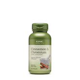 GNC Herbal Plus canela y cromo: botella vegetariana para uso diario y bienestar