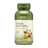 GNC Herbal Plus jengibre raíz 550 mg en botella para apoyo digestivo