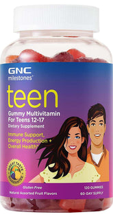GNC Hitos Teen Multivitamin gomitas-fruta, empaque claro para uso diario
