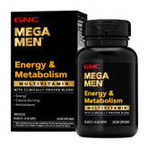 GNC Mega Men frente al paquete para energía diaria y fácil identificación