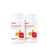 GNC Melatonina 10 mg Paquete doble, botella para apoyar un sueño reparador.