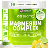 GoBiotix Magnesio Glicinato polvo limón-lima en vaso para relajación diaria