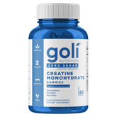 Goli gomitas de creatina sin azúcar en envase, apoyo a entrenamientos.