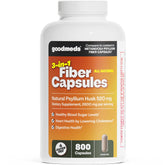 GoodMeds psyllium cápsulas frasco para apoyo digestivo diario sin sabor.
