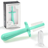 Grabease cepillo doble cara para bebés, ofrece limpieza cómoda y eficiente.