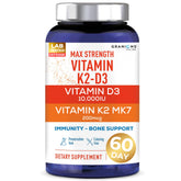 Granions Max Strength D3 K2, botella visible, MK-7 de alta biodisponibilidad