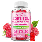 GrnLife Cortisol Gummies frambuesa, envase de 60 gomitas para uso diario.