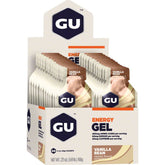 GU Energy Gel Vanilla Bean, empaque 24, proporciona energía durante entrenos y competencias