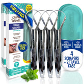 GuruNanda limpiador de lengua 4-pack con estuche de viaje para higiene oral