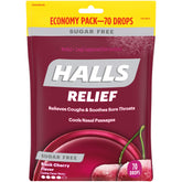 Pastillas HALLS sin azúcar con sabor a cereza negra para la tos.