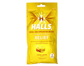 Halls Mentol Miel Limón Drops: empaque visible para alivio rápido y sabor refrescante