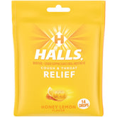 HALLS Relief Miel Limón, empaque-individual, ideal para llevar y aliviar la tos ocasional.