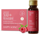 Happy Aging Liquid NAD shot bottle with berry flavor for daily energy.