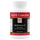 Health Concerns Resinall E: cápsulas en frasco para apoyo natural en la recuperación de lesiones.