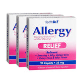 HealthA2Z Allergy Relief caplets en frasco de 24, ideal para estornudos puntuales