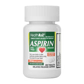 HealthA2Z Aspirina 81 mg: botella clara para uso diario y alivio de dolor.