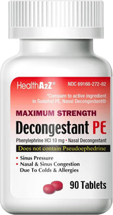 HealthA2Z Descongestionante PE — empaque visible para congestión nasal.