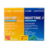 HealthA2Z Día-Noche empaque-caja, práctico para combinar alivio multisíntomas durante el día.