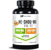 HealthFare He Shou Wu Fo-Ti cápsulas y frasco para bienestar diario