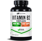 Healthfare Vitamina B2 Riboflavina 400mg cápsulas vegetales para energía diaria