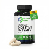 Healthy Gut HoloZyme Max en empaque frontal para apoyar la digestión diaria.